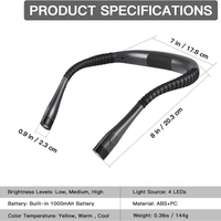 Lumina pentru citit, JENUOS®, 3 moduri de lumina, 4 surse LED, bratul flexibil, incarcare USB