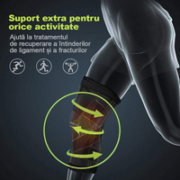 Genunchiera elastica ajustabila cu bretele elastice respirabila marca Jetitude™,1 Bucata Gri cu Negru Marime XL