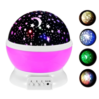 Lampa de Veghe pentru Copii cu Proiectii de Stele si Luna, Functie de Rotatie, Roz, Neo™