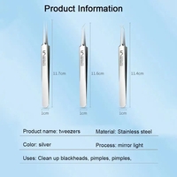 Set 8 pensete pentru extractie puncte negre, comedoane, acnee, ustensile cosmetice din inox, metalic, Neo™ Premium®