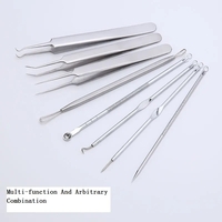 Set 7 pensete pentru extractie puncte negre, comedoane, acnee, ustensile cosmetice din inox, metalic, Neo™ Premium®