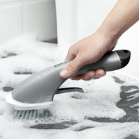 Perie Profesionala de Curatare Multifunctionala Neo™ Cleany® cu rezervor si pulverizator de sapun, si buton, 30 cm lungime, gri