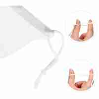 Set 8 Masti transparente reutilizabile pentru gura si nas, cu suport pentru barbie si elastic, bandou alb, Neo Horeca