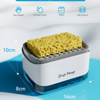 Dispenser Detergent de Vase 2 in 1, Suport de Burete, 350ml, Alb, Compact, Neo™