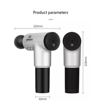 Aparat de Masaj Profesional, cu 4 capete interschimbabile si 6 trepte de intensitate, Neo™ Professional Gun®, pentru dureri musculare, reumatice, anticelulitic, Gri