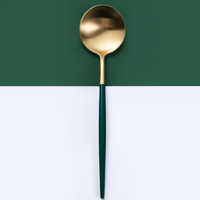 Set Tacamuri in Stil Portughez, 24 piese, din Otel Inoxidabil, Auriu/Verde, Neo™