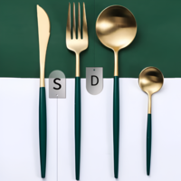 Set Tacamuri in Stil Portughez, 24 piese, din Otel Inoxidabil, Auriu/Verde, Neo™