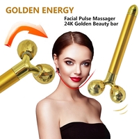Set Aparat Masaj Facial Profesional Neo™ Beauty Energy T Shape Bar si Aparat Masaj Facial Profesional, Neo™ Beauty Energy 3D Shape, 24K Gold, Efect de Lifting Facial si Revitalizare a Tenului, Anti-Rid