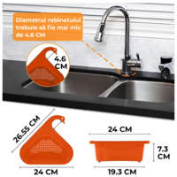 Cosulet de Scurgere Neo™ pentru Chiuveta, Forma de Lebada, Prindere de Baterie, Portocaliu