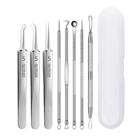 Set 8 pensete pentru extractie puncte negre, comedoane, acnee, ustensile cosmetice din inox, metalic, Neo™ Premium®