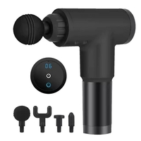 Aparat de Masaj Profesional, cu 4 capete interschimbabile si 6 trepte de intensitate, Neo™ Professional Gun®, pentru dureri musculare, reumatice, anticelulitic, Negru
