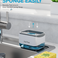 Dispenser Detergent de Vase 2 in 1, Suport de Burete, 350ml, Alb, Compact, Neo™