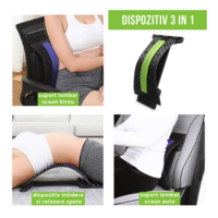 Dispozitiv Ortopedic NEO™ 3in1, pentru Suportul, Intinderea, Masajul si Relaxarea Zonei Lombare, Verde