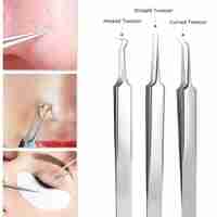 Set 6 pensete pentru extractie puncte negre, comedoane, acnee, ustensile cosmetice din inox, metalic, Neo™ Premium®