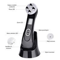 Aparat Profesional de ingrijire faciala prin Rejuvenare cu Fotoni 5 in 1 Neo Photon™, pentru intinerirea pielii, efect anti-rid, tratament Electroporare, RF lumina LED, inchide porii, elimina acneea, albire, pentru fata/gat, stativ incarcare rapida, Negru