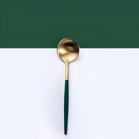 Set Tacamuri in Stil Portughez, 24 piese, din Otel Inoxidabil, Auriu/Verde, Neo™