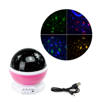 Lampa de Veghe pentru Copii cu Proiectii de Stele si Luna, Functie de Rotatie, Roz, Neo™