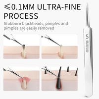 Set 8 pensete pentru extractie puncte negre, comedoane, acnee, ustensile cosmetice din inox, metalic, Neo™ Premium®