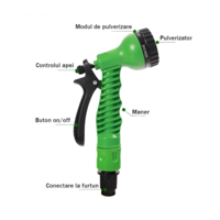Furtun de Udat Gradina Extensibil, cu 7 Functii, cu Pistol de Udat, 60 metri, Conectori Inclusi, Verde, Neo™
