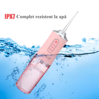 Irigator Bucal Neo™, Fara Fir, 3 moduri, Rezervor 230 ml, 1400-1800 impulsuri/minut, Roz