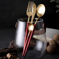 Set Tacamuri in Stil Portughez, 24 piese, din Otel Inoxidabil, Auriu/Rosu, Neo™