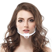 Set 8 Masti transparente reutilizabile pentru gura si nas, cu suport pentru barbie si elastic, bandou alb, Neo Horeca