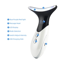 Dispozitiv de Lifting si Rejuvenare Faciala 3 in 1 Neo Premium, cu functii multiple, curatare, masaj antirid, inchidere pori, Silver Blue