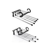 Umeras Pliabil Neo™ Organizator Compact® pentru perechi de pantaloni, cu tije din inox, 48 x 15 cm, Carlige Negre