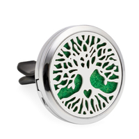 Difuzor auto aromoterapie Neo™ HG424, Tree of Life Love, 1 pad burete inclus, cu uleiuri esentiale, eco friendly, otel inoxidabil