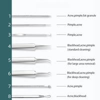 Set 8 pensete pentru extractie puncte negre, comedoane, acnee, ustensile cosmetice din inox, metalic, Neo™ Premium®