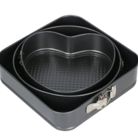 Set 3 Tavi pentru Copt, Forme Inima/Rotunda/Patrata si Baza Detasabila, 24 cm/26 cm/28 cm, Negru, Neo™