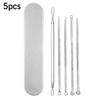 Set 7 pensete pentru extractie puncte negre, comedoane, acnee, ustensile cosmetice din inox, metalic, Neo™ Premium®