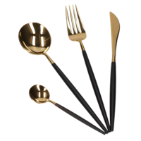 Set Tacamuri in Stil Portughez, 24 piese, din Otel Inoxidabil, Auriu/Negru, Neo™