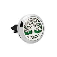 Difuzor auto aromaterapie Neo™ Aroma®, pentru uleiuri esentiale, Tree of Life, 1 pad burete inclus, argintiu