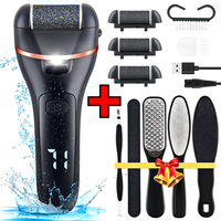 Set Aparat indepartare bataturi si piele uscata Calus Neo Foot Polisher, display digital, LED, incarcare USB, capat suplimentar si 3 role, 2000 rpm, Negru