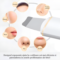 Aparat de curatare faciala cu ultrasunete NEO™, lifting ten, skin scrubber, indepartare puncte negre, hidratare, peeling, Alb