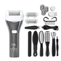 Set Aparat indepartare bataturi si piele uscata Calus Neo™ Foot Polisher v623 MAT, cu display digital, iluminare LED, incarcare USB, capat suplimentar si 3 role microminerale, 3900 rpm, Gri