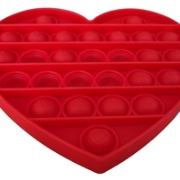 Jucarie antistres din silicon, Push Pop Bubble, Pop It, Neo Toy, forma inima, Rosu, 12x12x1.5cm