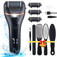 Set Aparat indepartare bataturi si piele uscata Calus Neo Foot Polisher, display digital, LED, incarcare USB, capat suplimentar si 3 role, 2000 rpm, Negru