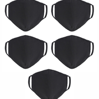 Set 5 masti de protectie textila din bumbac 100%, reutilizabila, Neo Cotton, Neagra