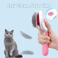 Perie cu buton auto-curatare pentru animale, Neo™ Pet-Pet®, utila in curatarea si ingrijirea parului, 20x10x6 cm, pisici, caini, iepuri, roz