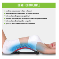 Dispozitiv Ortopedic NEO™ 3in1, pentru Suportul, Intinderea, Masajul si Relaxarea Zonei Lombare, Albastru