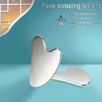 Set Format din Piatra Gua Sha Neo™ metalic, pentru ingrijire faciala prin rejuvenare si reflexologie/masaj facial, otel inoxidabil si Saculet Premium, din velur tip catifea cu snur, negru 13x18 cm