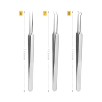 Set 8 pensete pentru extractie puncte negre, comedoane, acnee, ustensile cosmetice din inox, metalic, Neo™ Premium®