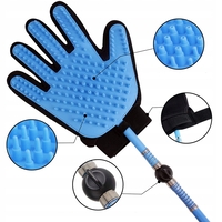 Perie de baie pentru caini, Model Manusa, Tub 2.1m, Silicon/ABS, Albastru/Negru