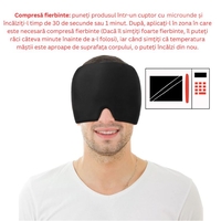 Masca FunDays™ pentru comprese, migrene, dureri de cap, tensiune, terapie rece sau calda, cu gel, marime universala, Negru