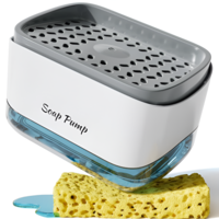 Dispenser Detergent de Vase 2 in 1, Suport de Burete, 350ml, Alb, Compact, Neo™