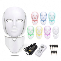 Masca LED Cosmetica Tratament Fotoni Fata si Gat, Neo™ Beauty, Anti-imbatranire, Anti-Acnee, Functie de Lifting, 7 Culori LED, Tratament non invaziv, Alba