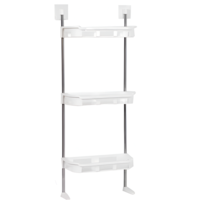 Suport pentru Baie cu 3 Rafturi, Alb/Gri, 30 x 14 x 88 cm, Neo™