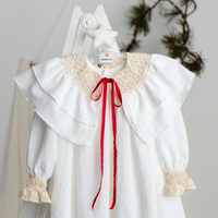 Rochiță albă cu mânecă lungă din muselină pentru fetițe, model TAISIA